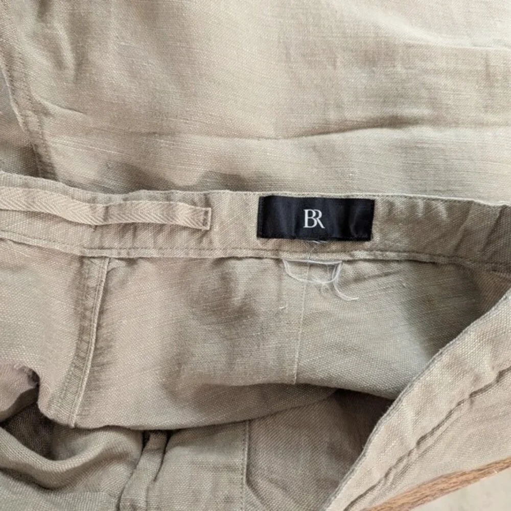BR Men's Linen Tan Drawstring Casual Beach Pants